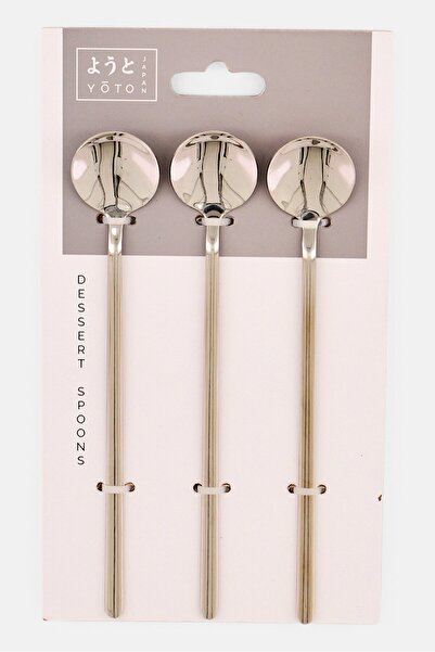 YOTO 3 Pcs Stainless Steel Dessert Spoons, Silver
