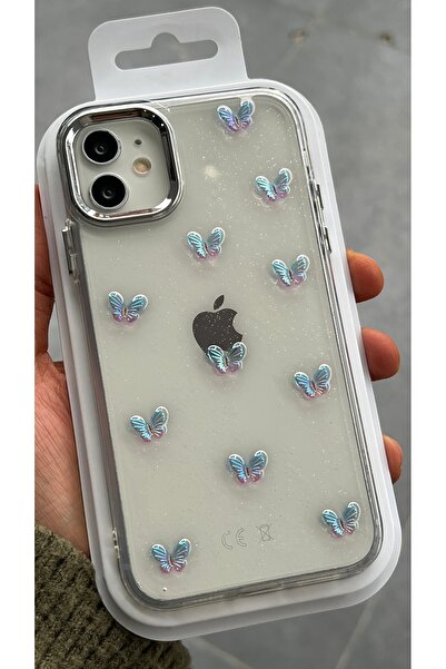 EDELFU متوافق مع iPhone 12 و12 PRO - غطاء هاتف شفاف لامع مع تفاصيل فراشة صغيرة