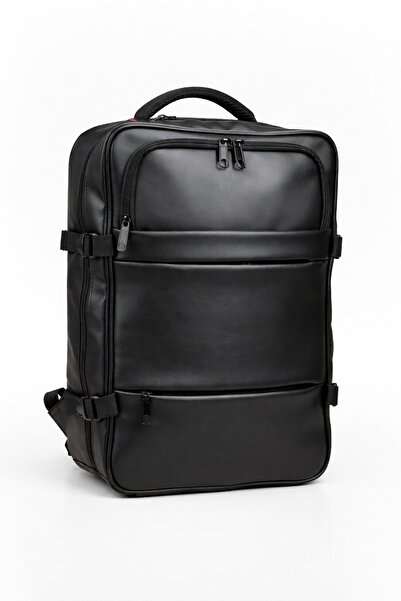 Çantachım Laptop Backpack 17.3" Inch Expandable Black Travel Compatible Leath...