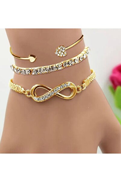 ak-ha takı tasarım Zirkon taşlı kalp detaylı ayarlanabilir bileklik (1 adet)