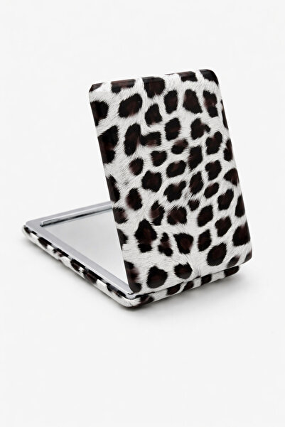 MakeWell Leopar Desenli Dikdörtgen ve Yuvarlak Cep Makyaj Aynası