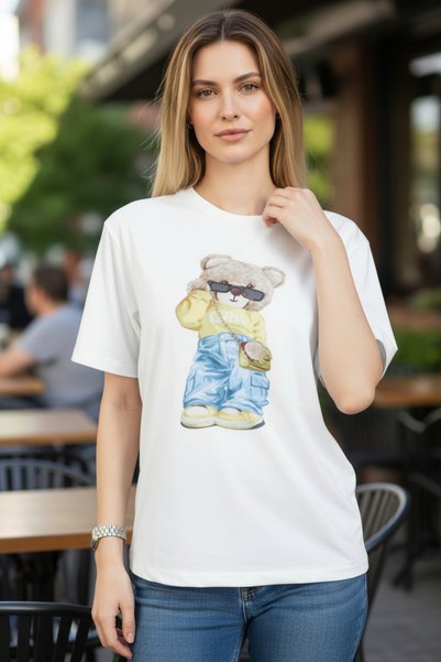 Afşin Afs Teddy Bear Printed Flexible, Stylish, and Comfortable T-Shirt