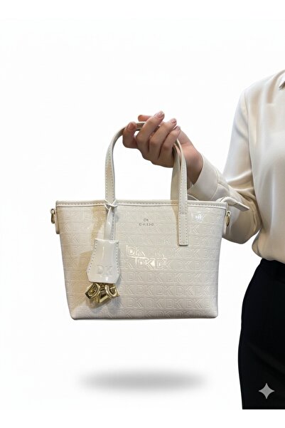 RK Women's handbag, glossy leather, elegant size, gold medallion, matching le...