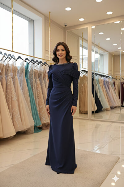 Ayşe Tesettür Zarif Drapeli Uzun Gri Gece Elbisesi: Düğün, Nişan ve Özel Dave...