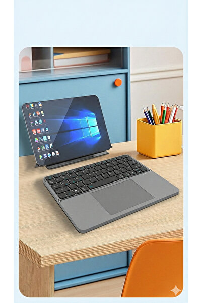 Zilvana Touchpadli Katlanabilir Bluetooth Klavye Kılıflı Taşınabilir Ofis Kla...