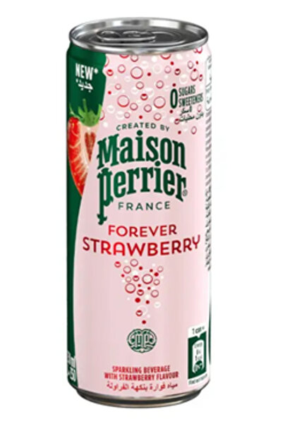 YABANEEZ مياه غازية بنكهة الفراولة (علبة) "بيرييه" (كرتونة تحتوي على 30 عبوة)