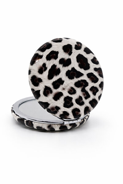 MakeWell Leopar Desenli Dikdörtgen ve Yuvarlak Cep Makyaj Aynası