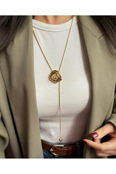 SCS ACCESSORİES Gül Model Ayarlanabilir Dekolte Kolye Vip Gold