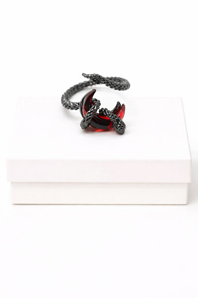 MakeWell Ayarlanabilir Antik Gümüş Kaplama Gotik Kelebek Kalp Örümcek Hilal Y...