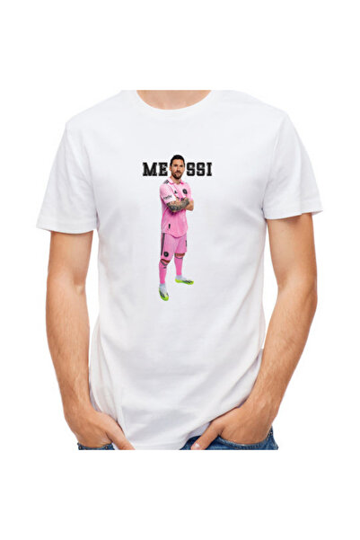 Printoot Customizable Messi Inter Miami Pink Fan White Unisex Cotton Shirt