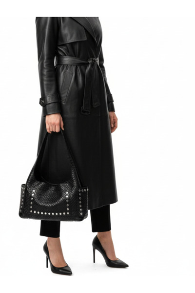 H&D COLLECTİON Large Size Black Color Knitted Model Staple Detailed Women's S...