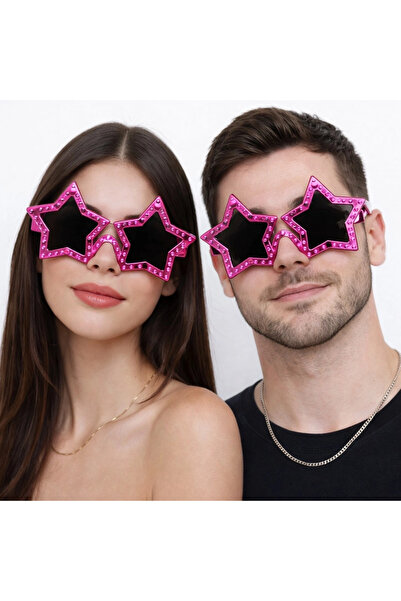 Lisinya Fuchsia Color Disco Star Retro Party Glasses 16X7 cm - Tygoo