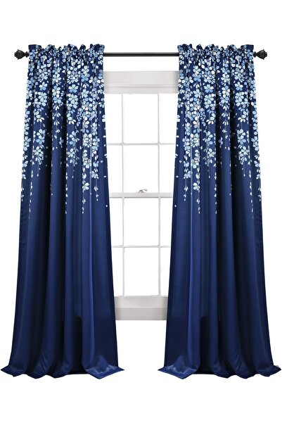 Lush Decor Short Drapery Valance Window Treatment by Lush Decor, Polyester, Navy