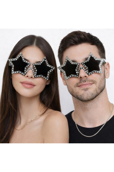 Lisinya Silver Color Disco Star Retro Party Glasses 16X7 cm - Tygoo