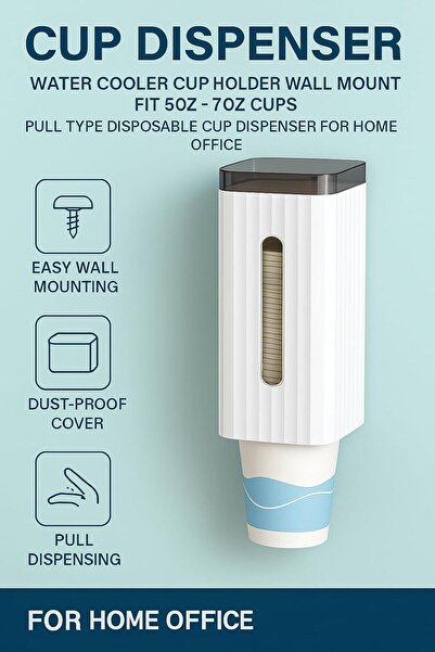 fitto Cup Dispenser, Wall-Mounted Water Cooler Cup Holder
