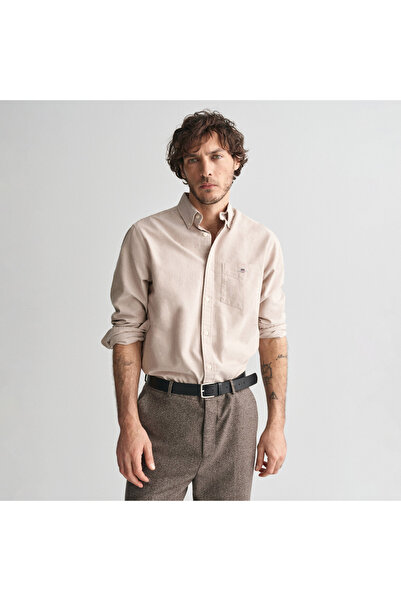 Gant Erkek Bej Regular Fit Düğmeli Yaka Oxford Gömlek