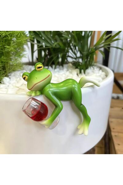 HASTHIP ® Resin Frog Garden Decor, Cartoon Drunk Frog Planter Ornament