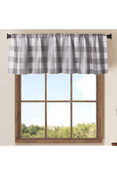Generic Buffalo Check Window Curtains in White and Gray