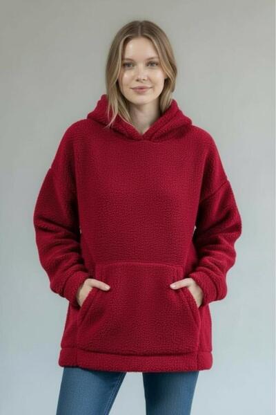 Betimoda Women's Plush Oversized Hooded Pocket Detail Soft Sweat