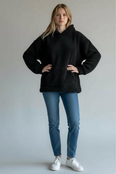 Betimoda Women's Plush Oversized Hooded Pocket Detail Soft Sweat