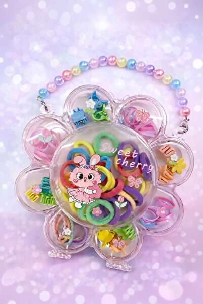 Beksy Accessory Çiçek Kutulu Çocuk Saç Aksesuar Seti – Lastik Toka, Mandal To...