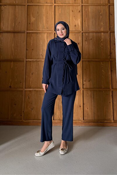 Rimel Moda Dani Buttoned Suit Navy Blue