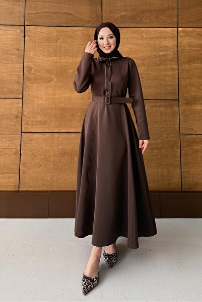 Rimel Moda فستان مذهب بني اللون