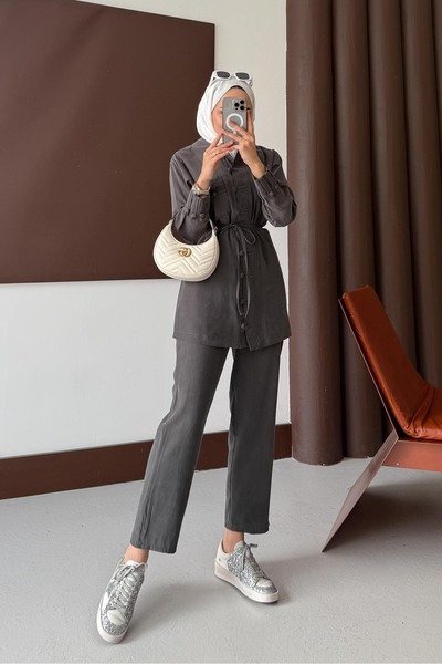 Rimel Moda Dani Buttoned Suit Anthracite