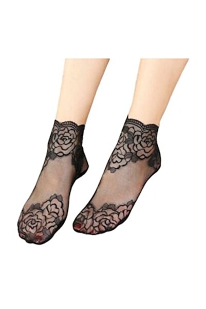 OEM Set of 4 Pairs of Women's Socks, Lycra, Rose Model, Universal Size, Black