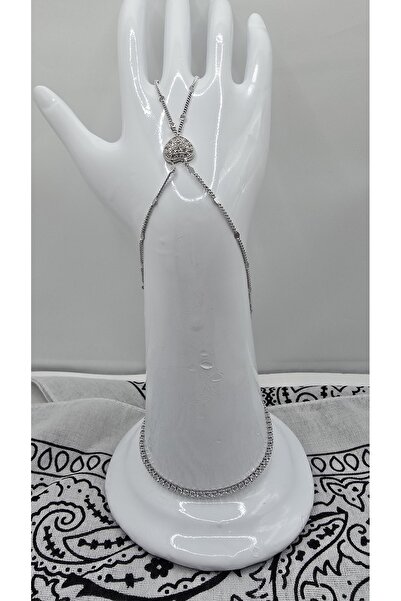 NO NAME Stainless Steel Silver Color Large Heart Model Zircon Stone Şahmeran