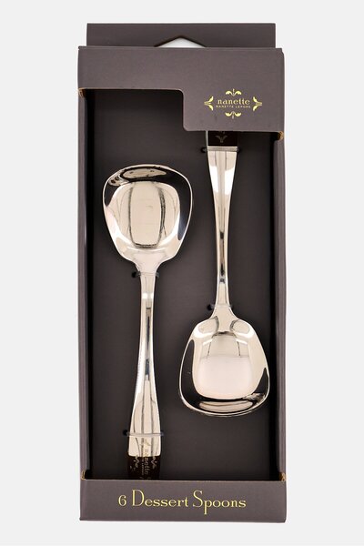 NANETTE LEPORE 6 Pcs Stainless Steel Dessert Spoon Set, Silver