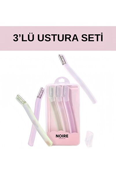 NOIRE PREMIUM 3’lü Kaş,Tüy,Bıyık Alma Şekillendirme Yüz Ustura Jilet Seti
