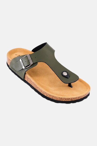 MUDD Men Slip On Cork Sandals, Olive