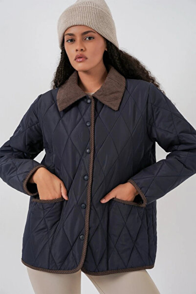 nedo7 Quilted Oversized Mont 5226 - Navy Blue Brown