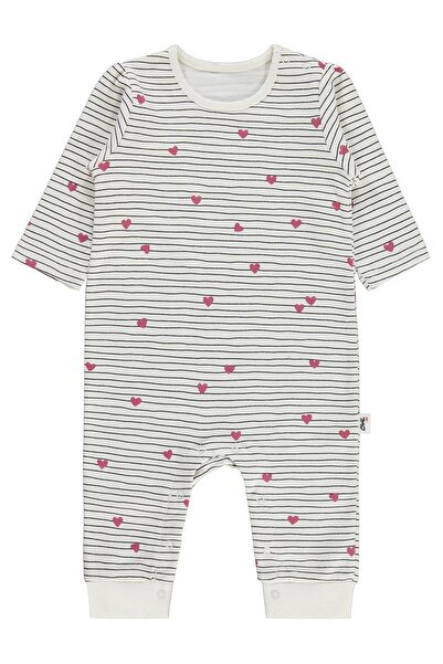 Civil Baby بذلة مخططة بطباعة قلب للأطفال من 6-18 شهرًا - لون إكرو للأطفال من ...