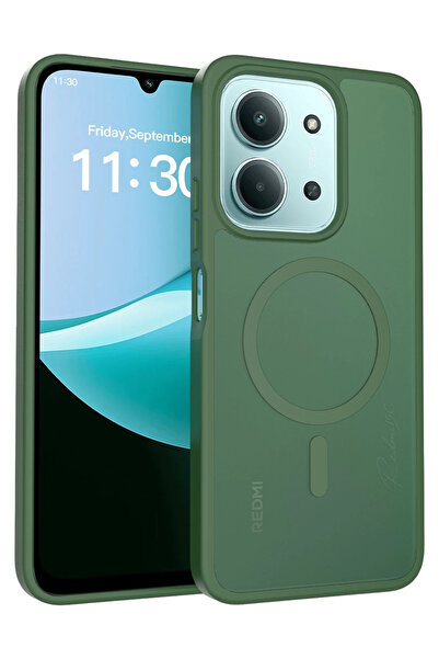 Joko غطاء STOROZAL لهاتف شاومي ريدمي 15C 4G مع دعم ماج سيف - (101007) أخضر داكن