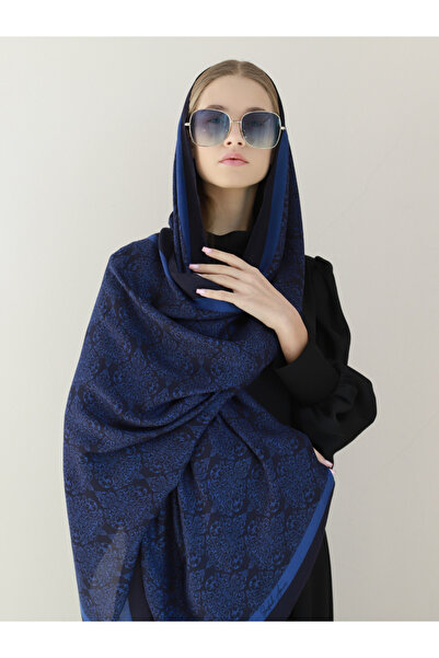 Sadah Amiri Hüma Hatun Lacivert Floş Viskon Şal