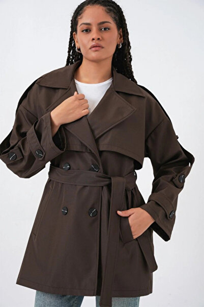 nedo7 Belted Short Trench Coat 5974 - A.Brown