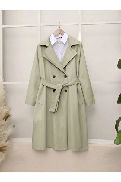 nedo7 Bolero Detailed Belted Araboy Trench Coat - Stone