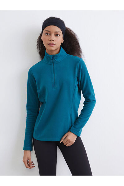 LC Waikiki سويت شيرت بولار للسيدات من بترول ياقة مرتفعة متوسطة الطول