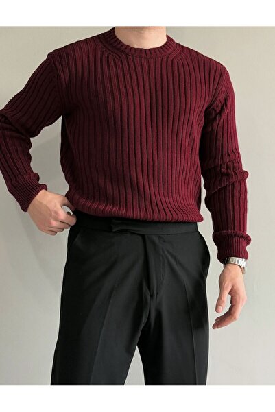 ModaBase Men's Oversized Corded Fabric Crew Neck