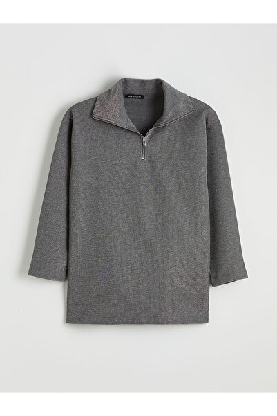 LC Waikiki Gray Stand Collar Women's Sweatshirt Tunic