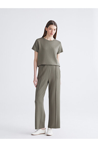 LC Waikiki Two Mt Shop Quality Lcw Everyday Khaki Diving Fabric Straight Loos...