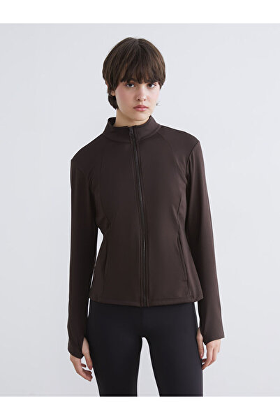 LC Waikiki Кафява блуза с яка и цип за жени