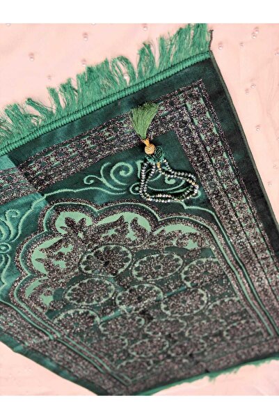 GÜRLEK TEKSTİL Silvery Luxury Velvet Prayer Rug Dowry Prayer Rug with Prayer ...