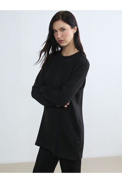 LC Waikiki Чорна м'яка на дотик oversize жіноча кофта-туніка