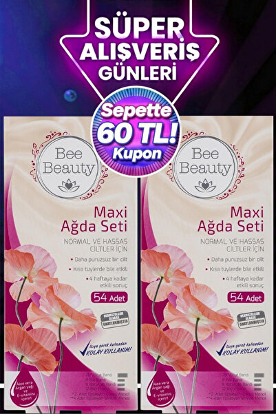 Bee Beauty Maxi Ağda Seti 2 Paket Toplam 108 Adet Aylık Ağda Seti