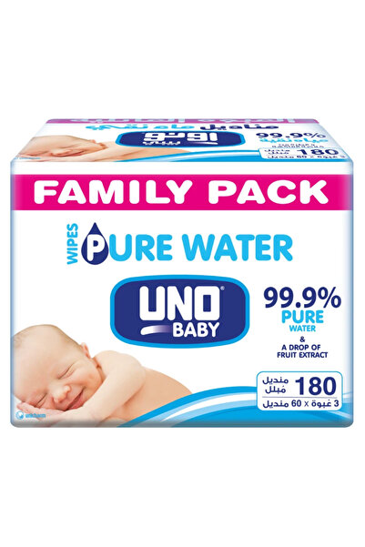 Uno PURE WATER BABY WIPES 99% WATER 3×60WIPES