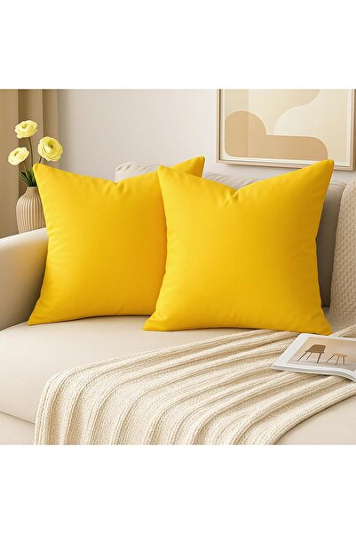 COM LIVING HOUSE Set 2 fete de perna 40x40 cm bumbac ranforce galben