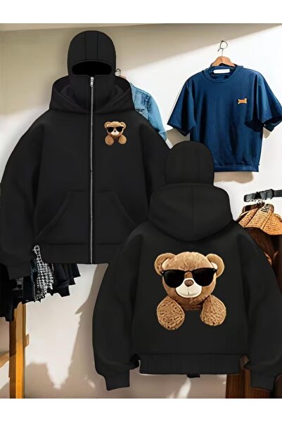 LAND MODA Hanorac unisex Ninja cu mască de zăpadă Cardigan din lână groasă cu...